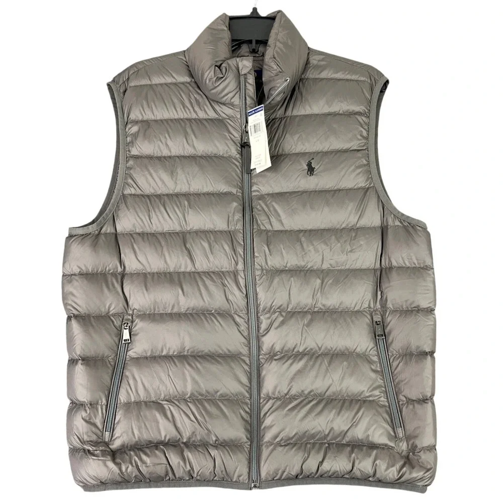 Polo Ralph Lauren Down Quilted Puffer Vest Mens L Full Zip Pony Winter‎ Layering